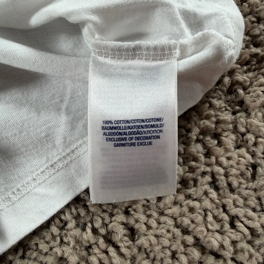 Ralph Lauren Baby Girls White Ruffle Neck Pony Logo‎ T-Shirt 9M preppy classic